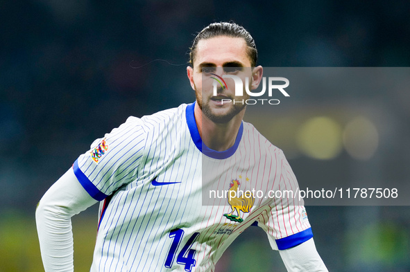 Adrien Rabiot of France looks on during the UEFA Nations League 2024/25 League A Group 2 match between Italy and France at Stadio Giuseppe M...