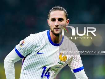 Adrien Rabiot of France looks on during the UEFA Nations League 2024/25 League A Group 2 match between Italy and France at Stadio Giuseppe M...