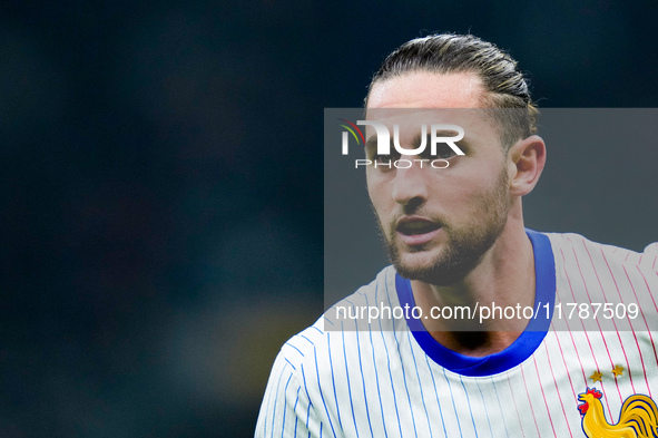 Adrien Rabiot of France looks on during the UEFA Nations League 2024/25 League A Group 2 match between Italy and France at Stadio Giuseppe M...