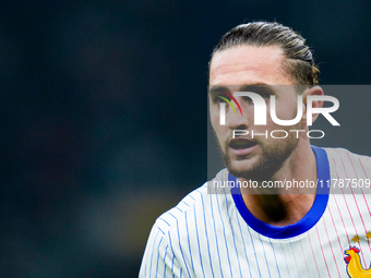 Adrien Rabiot of France looks on during the UEFA Nations League 2024/25 League A Group 2 match between Italy and France at Stadio Giuseppe M...