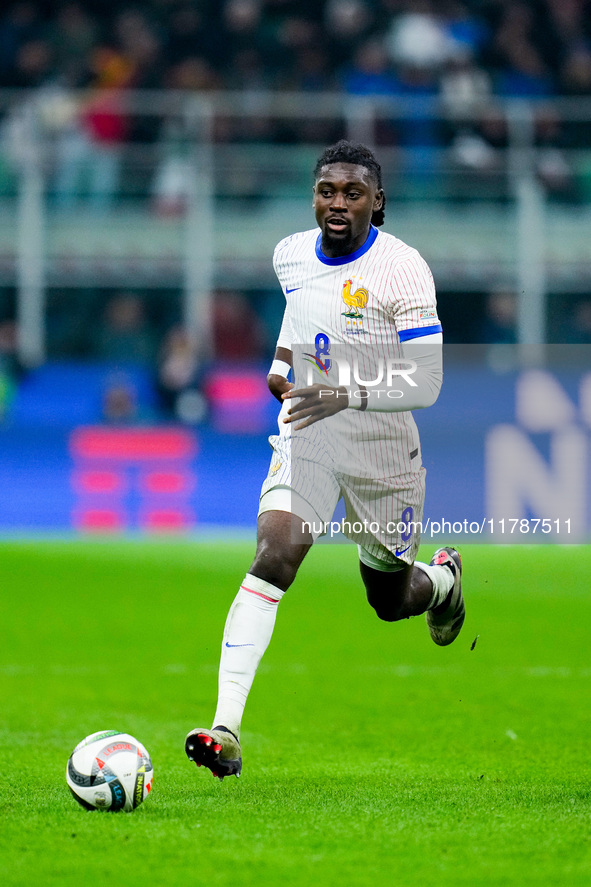 Manu Kone' of France during the UEFA Nations League 2024/25 League A Group 2 match between Italy and France at Stadio Giuseppe Meazza on Nov...