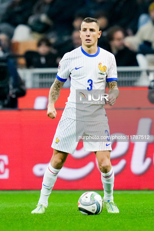 Lucas Digne of France during the UEFA Nations League 2024/25 League A Group 2 match between Italy and France at Stadio Giuseppe Meazza on No...