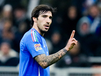 Sandro Tonali of Italy gestures during the UEFA Nations League 2024/25 League A Group 2 match between Italy and France at Stadio Giuseppe Me...