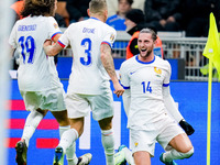 Adrien Rabiot of France celebrates after scoring third goal during the UEFA Nations League 2024/25 League A Group 2 match between Italy and...