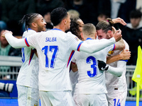 Adrien Rabiot of France celebrates after scoring third goal during the UEFA Nations League 2024/25 League A Group 2 match between Italy and...