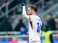 Adrien Rabiot of France celebrates after scoring third goal during the UEFA Nations League 2024/25 League A Group 2 match between Italy and...