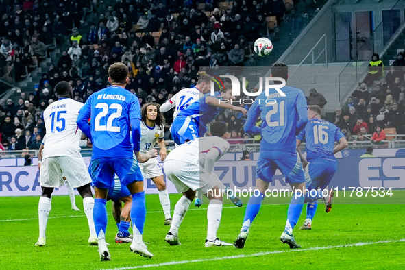 Adrien Rabiot of France scores third goal during the UEFA Nations League 2024/25 League A Group 2 match between Italy and France at Stadio G...