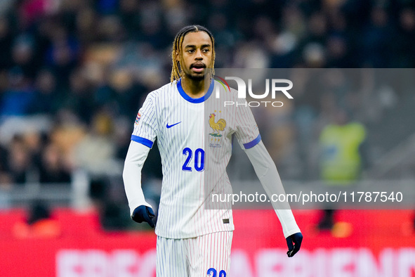 Bradley Barcola of France during the UEFA Nations League 2024/25 League A Group 2 match between Italy and France at Stadio Giuseppe Meazza o...