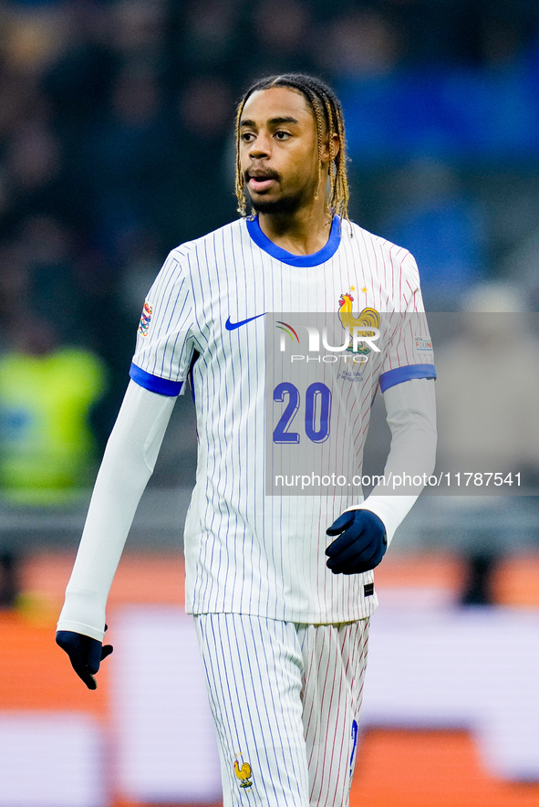 Bradley Barcola of France looks on during the UEFA Nations League 2024/25 League A Group 2 match between Italy and France at Stadio Giuseppe...