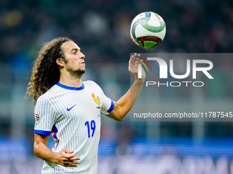 Matteo Guendouzi of France controls the ball during the UEFA Nations League 2024/25 League A Group 2 match between Italy and France at Stadi...