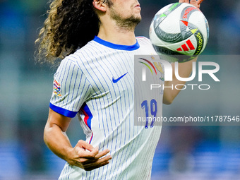 Matteo Guendouzi of France controls the ball during the UEFA Nations League 2024/25 League A Group 2 match between Italy and France at Stadi...