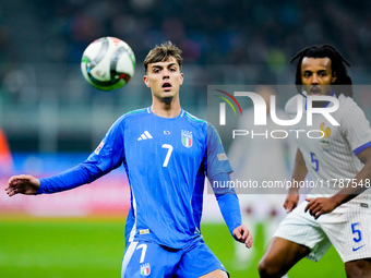 Daniel Maldini of Italy during the UEFA Nations League 2024/25 League A Group 2 match between Italy and France at Stadio Giuseppe Meazza on...