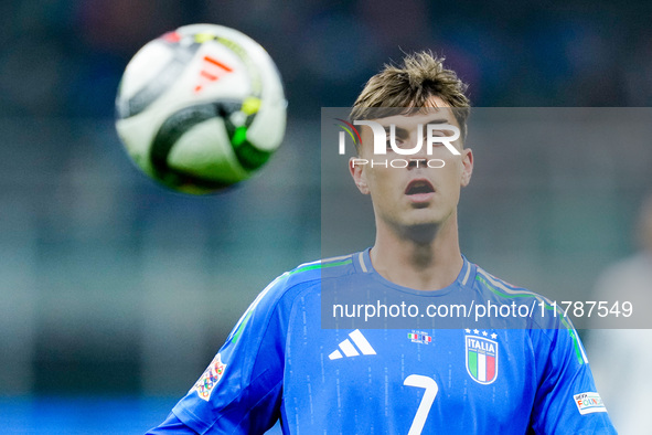 Daniel Maldini of Italy during the UEFA Nations League 2024/25 League A Group 2 match between Italy and France at Stadio Giuseppe Meazza on...