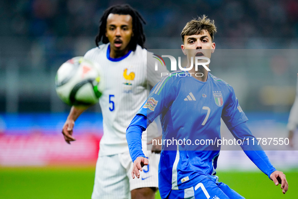 Daniel Maldini of Italy during the UEFA Nations League 2024/25 League A Group 2 match between Italy and France at Stadio Giuseppe Meazza on...