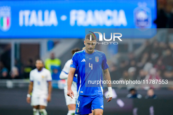 Alessandro Buongiorno of Italy looks on during the UEFA Nations League 2024/25 League A Group 2 match between Italy and France at Stadio Giu...