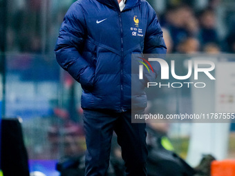 Didier Deschamps head coach of France yells during the UEFA Nations League 2024/25 League A Group 2 match between Italy and France at Stadio...