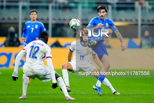 Sandro Tonali of Italy during the UEFA Nations League 2024/25 League A Group 2 match between Italy and France at Stadio Giuseppe Meazza on N...