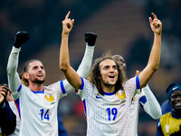 Matteo Guendouzi of France celebrates the victory at the end of the UEFA Nations League 2024/25 League A Group 2 match between Italy and Fra...