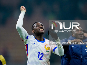 Randal Kolo Muani of France celebrates the victory at the end of the UEFA Nations League 2024/25 League A Group 2 match between Italy and Fr...