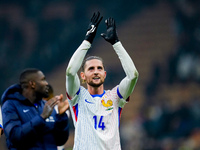 Adrien Rabiot of France celebrates the victory at the end of the UEFA Nations League 2024/25 League A Group 2 match between Italy and France...