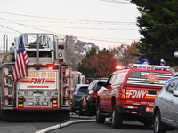 The FDNY responds to the scene in Queens Village, New York, United States, on November 17, 2024. One person is killed in a fire that affects...