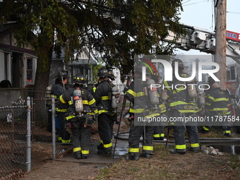 The FDNY responds to the scene in Queens Village, New York, United States, on November 17, 2024. One person is killed in a fire that affects...