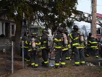 The FDNY responds to the scene in Queens Village, New York, United States, on November 17, 2024. One person is killed in a fire that affects...