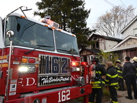 The FDNY responds to the scene in Queens Village, New York, United States, on November 17, 2024. One person is killed in a fire that affects...