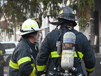 The FDNY responds to the scene in Queens Village, New York, United States, on November 17, 2024. One person is killed in a fire that affects...