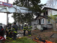 The FDNY responds to the scene in Queens Village, New York, United States, on November 17, 2024. One person is killed in a fire that affects...