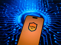 A VPN logo is seen in this illustration photo taken in Warsaw, Poland on 17 November, 2024. (