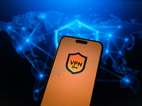 A VPN logo is seen in this illustration photo taken in Warsaw, Poland on 17 November, 2024. (