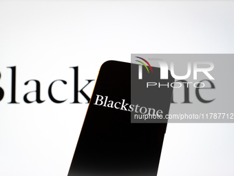 The Blackstone logo is seen in this illustration photo taken in Warsaw, Poland on 17 November, 2024.Blackstone is one of several major asset...