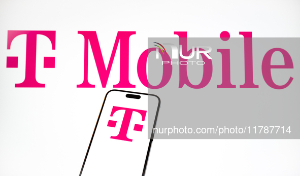 The T-Mobile logo is seen in this illustration photo taken in Warsaw, Poland on 17 November, 2024. 