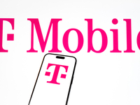 The T-Mobile logo is seen in this illustration photo taken in Warsaw, Poland on 17 November, 2024. (