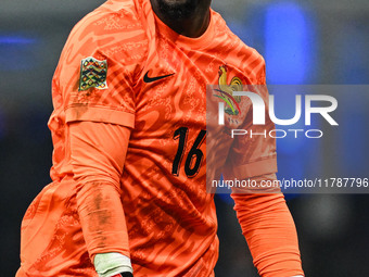 Mike Maignan of France reacts during the Group A2 - UEFA Nations League 2024 match between Italy and France in Milan, Italy, on November 17,...