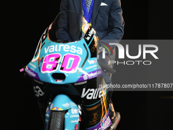 David Alonso (80) of Colombia and CFMoto Gaviota Aspar Team during the MotoGP Awards after race of the Motul Solidarity Grand Prix of Barcel...