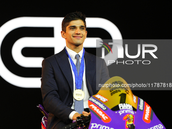 Jorge Martin (89) of Spain and Prima Pramac Racing Ducati during the MotoGP Awards after race of the Motul Solidarity Grand Prix of Barcelon...