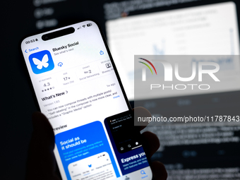 The Blueskay and X, formerly known as Twitter applications are seen in this illustration photo taken in Warsaw, Poland on 18 November, 2024....