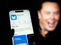 The Blueskay and X, formerly known as Twitter applications are seen in this illustration photo taken in Warsaw, Poland on 18 November, 2024....