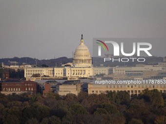 Close up of the US Capitol the seat of the United States Congress with the United States Senate and the US House of Representatives. 
Panora...