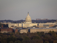 Close up of the US Capitol the seat of the United States Congress with the United States Senate and the US House of Representatives. 
Panora...