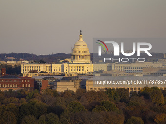 Close up of the US Capitol the seat of the United States Congress with the United States Senate and the US House of Representatives. 
Panora...