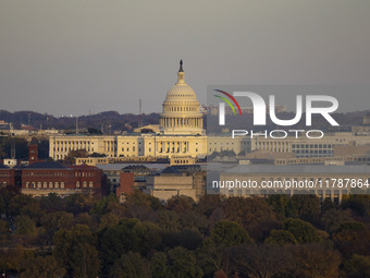 Close up of the US Capitol the seat of the United States Congress with the United States Senate and the US House of Representatives. 
Panora...