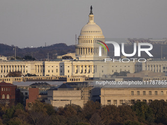 Close up of the US Capitol the seat of the United States Congress with the United States Senate and the US House of Representatives. 
Panora...