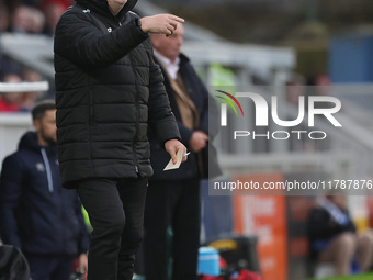 Jason Bristow is Eastleigh's first team coach during the Vanarama National League match between Hartlepool United and Eastleigh at Victoria...