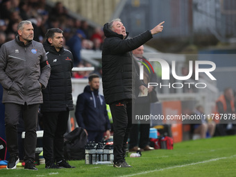 Jason Bristow is Eastleigh's first team coach during the Vanarama National League match between Hartlepool United and Eastleigh at Victoria...