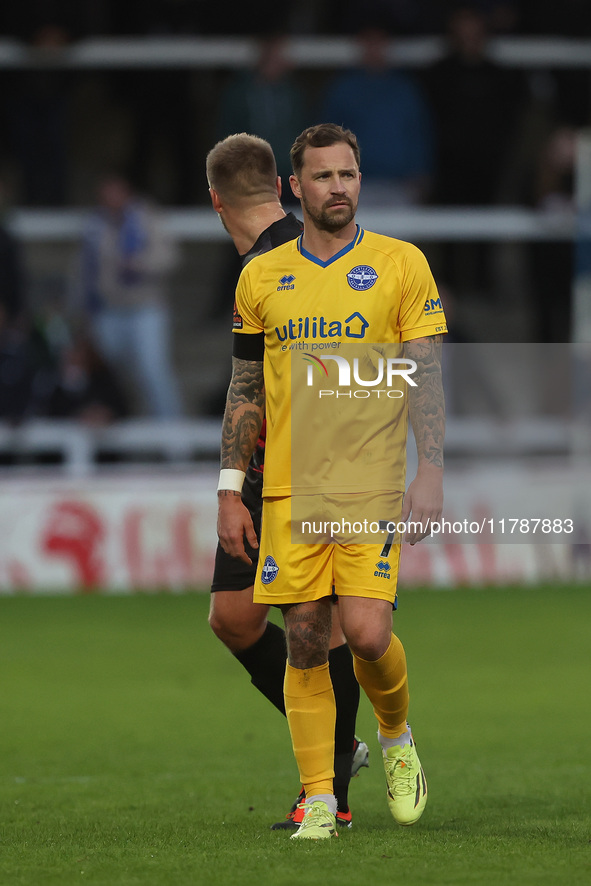 Chris Maguire of Eastleigh participates in the Vanarama National League match between Hartlepool United and Eastleigh at Victoria Park in Ha...