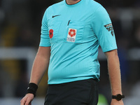 Match referee Jamie O'Connor officiates during the Vanarama National League match between Hartlepool United and Eastleigh at Victoria Park i...