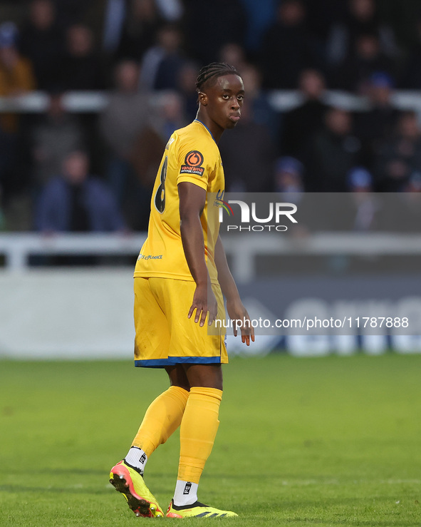 Angel Waruih of Eastleigh is in action during the Vanarama National League match between Hartlepool United and Eastleigh at Victoria Park in...